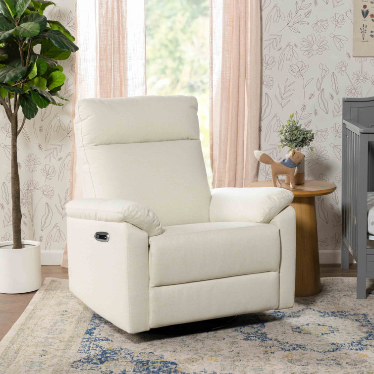 Vanilla Swivel Recliner with Wood Finish and USB Port
