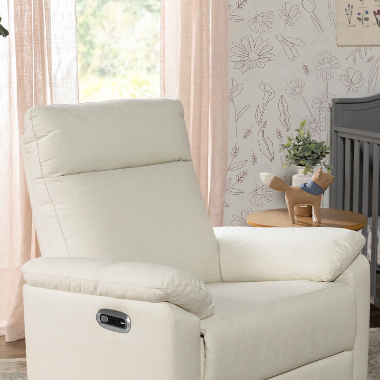 Vanilla Swivel Recliner with Wood Finish and USB Port