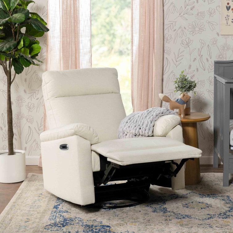 Vanilla Swivel Recliner with Wood Finish and USB Port