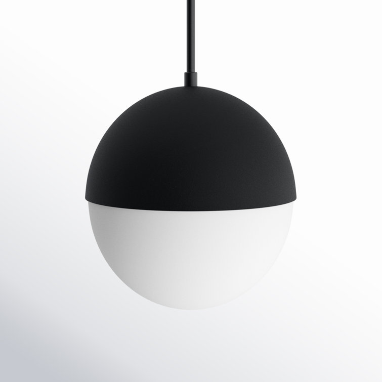 Half Moon 11.75" Satin White Glass & Black Nickel LED Island Pendant
