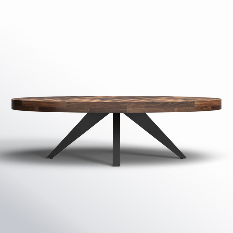 Transitional Rustic Black-Brown Oval Coffee Table with Storage
