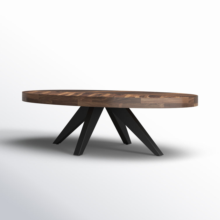Transitional Rustic Black-Brown Oval Coffee Table with Storage