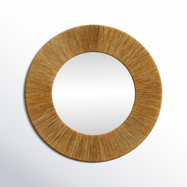 Natural Rope Round Wall Mirror with Glass Center