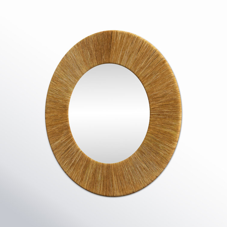 Natural Rope Round Wall Mirror with Glass Center