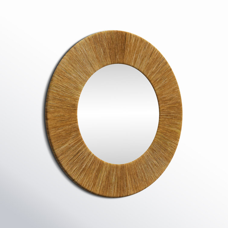 Natural Rope Round Wall Mirror with Glass Center