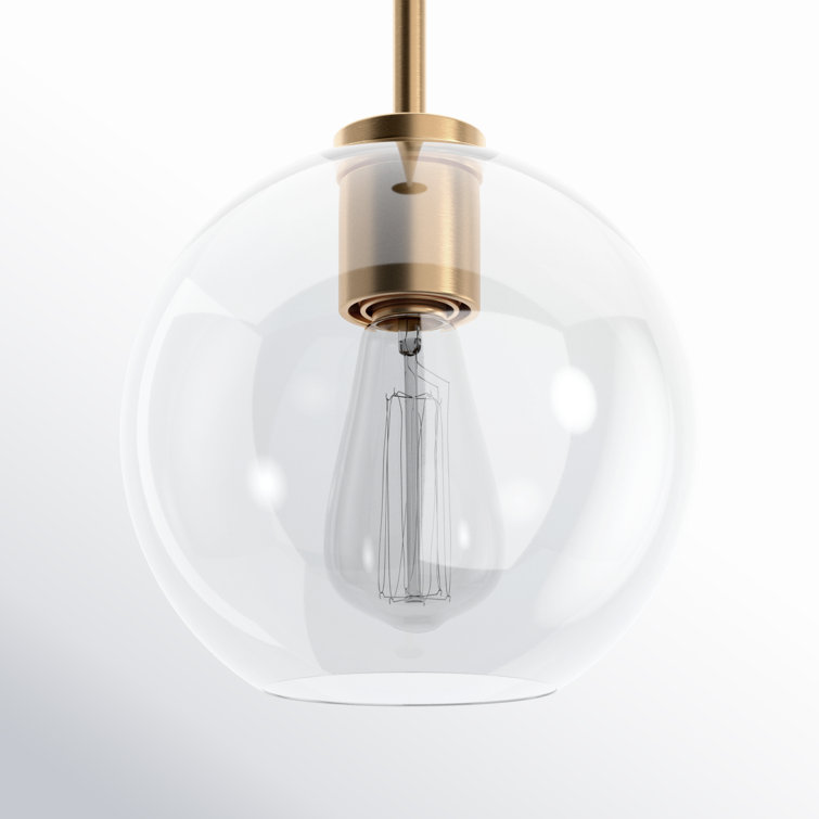 Gold Globe Glass Pendant Light with Adjustable Rod