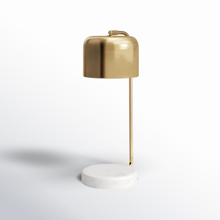 Elegant Brass Arc Table Lamp with White Marble Base