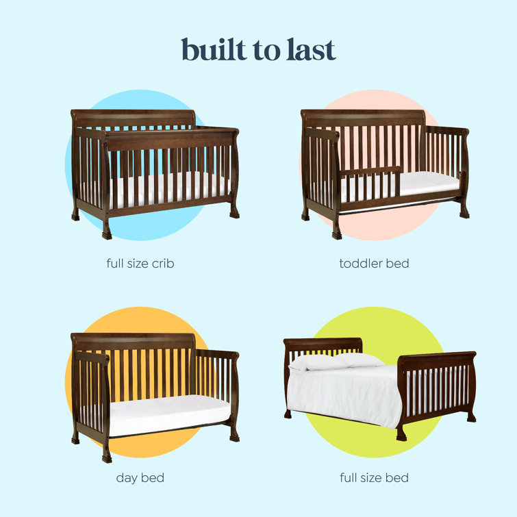 Espresso Pine Wood Convertible Crib with Adjustable Mattress Heights