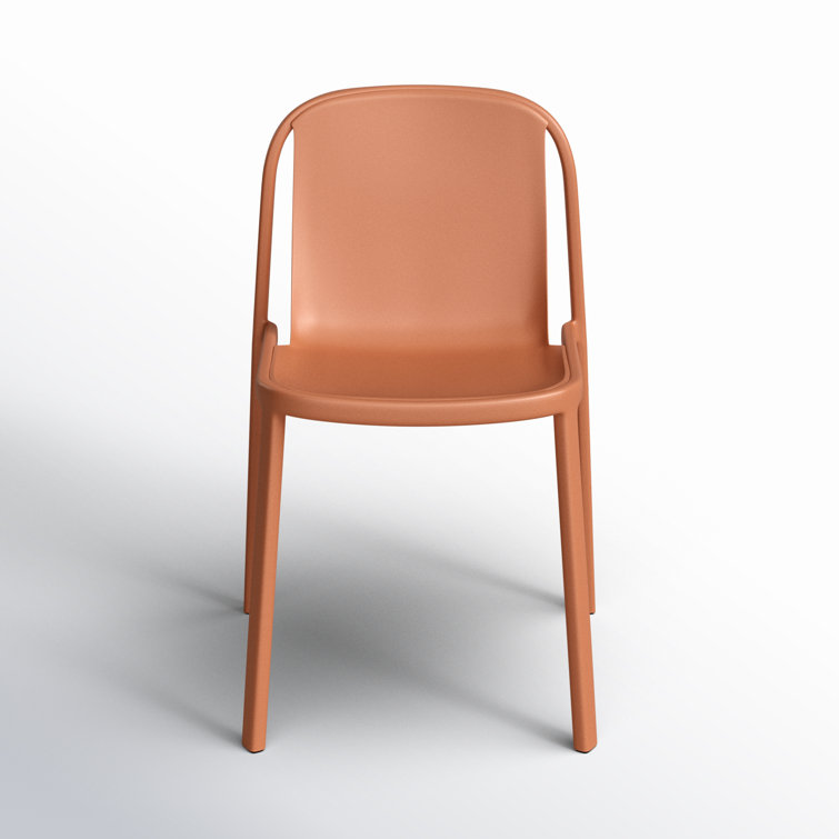 Tomato Red Metal and Wood Stackable Chair