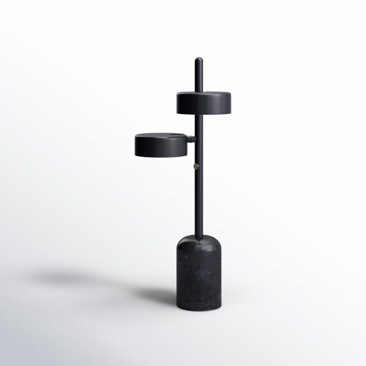Adjustable Black Metal and Marble LED Table Lamp
