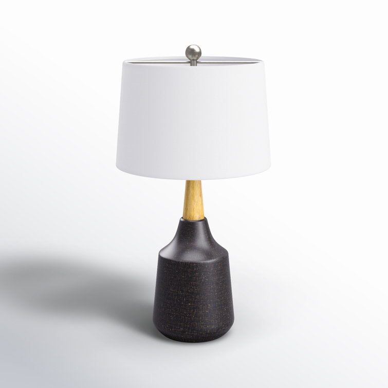Cream and Bronze Ceramic Table Lamp with Linen Shade
