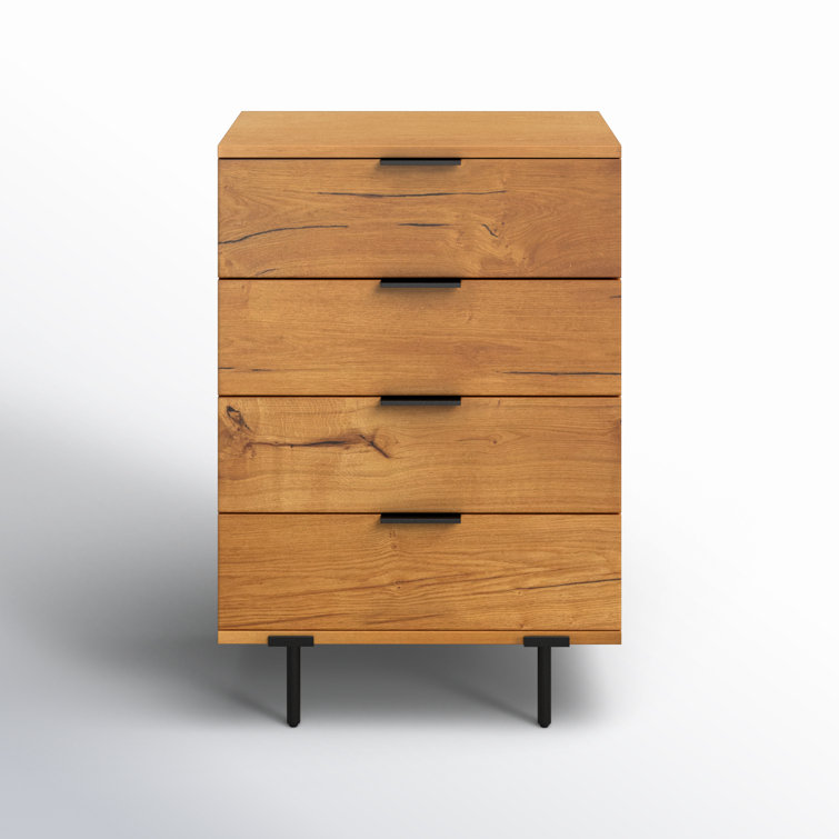Artemi Rustic Wood 4-Drawer Dresser with Bronze Accents