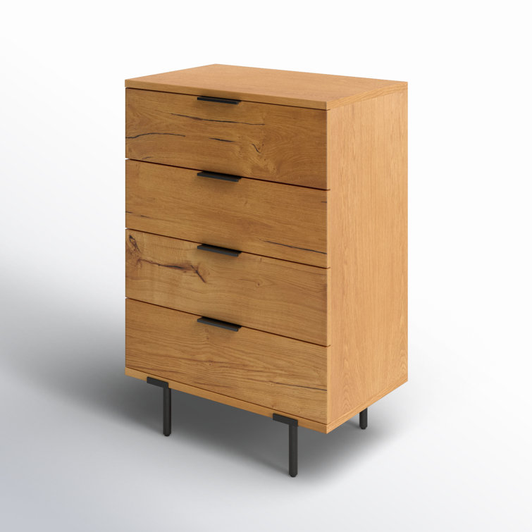 Artemi Rustic Wood 4-Drawer Dresser with Bronze Accents