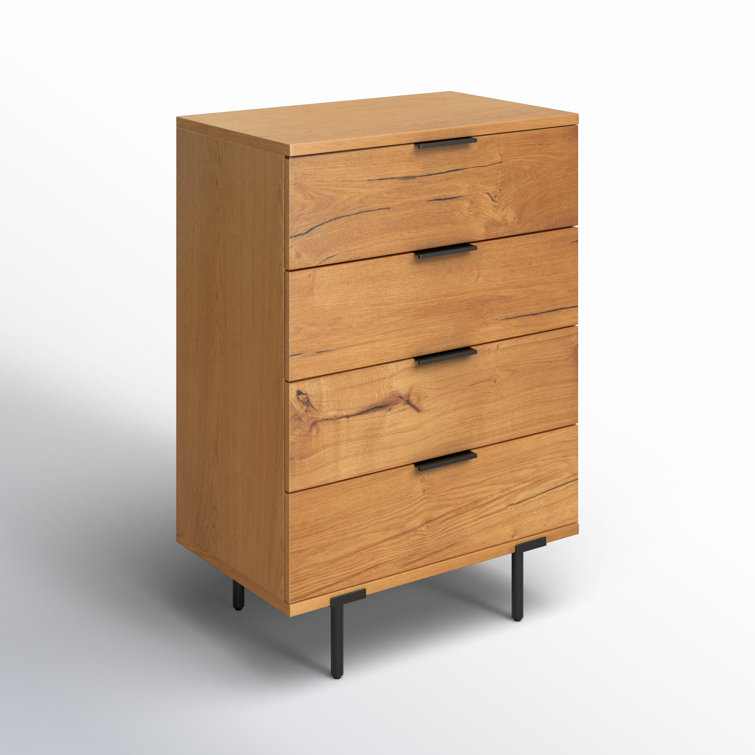 Artemi Rustic Wood 4-Drawer Dresser with Bronze Accents