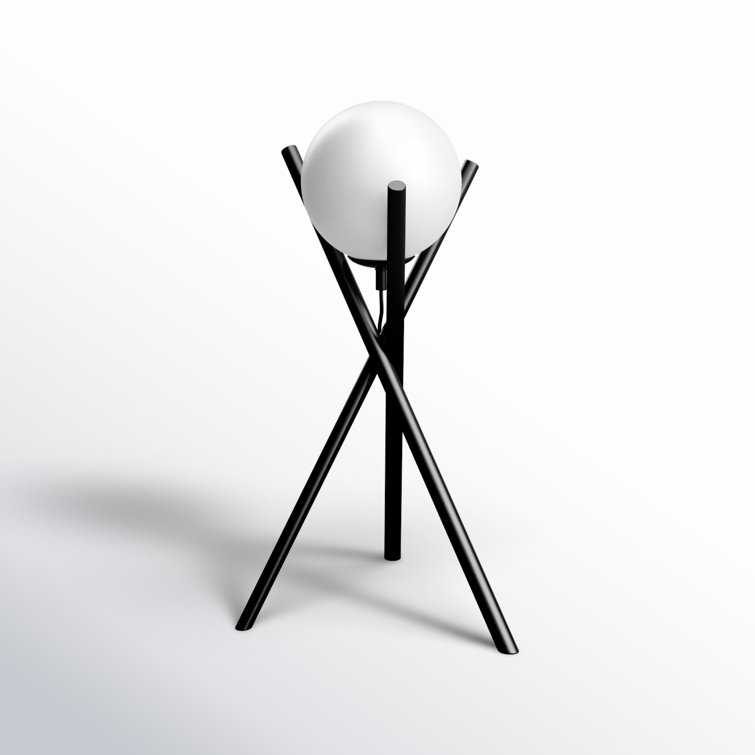 Salvezinas 19" Adjustable Black Tripod Table Lamp with White Globe