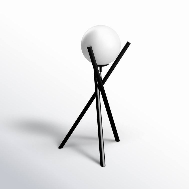 Salvezinas 19" Adjustable Black Tripod Table Lamp with White Globe