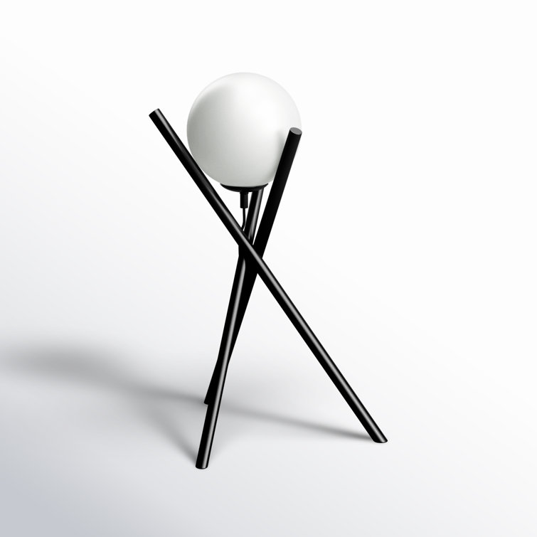Salvezinas 19" Adjustable Black Tripod Table Lamp with White Globe