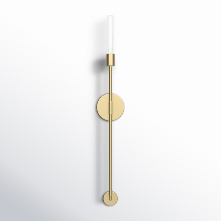 Aged Brass Slim Dimmable Wall Sconce with Stainless Steel