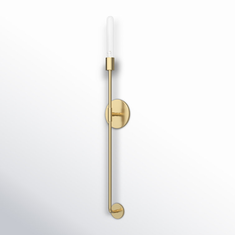 Aged Brass Slim Dimmable Wall Sconce with Stainless Steel