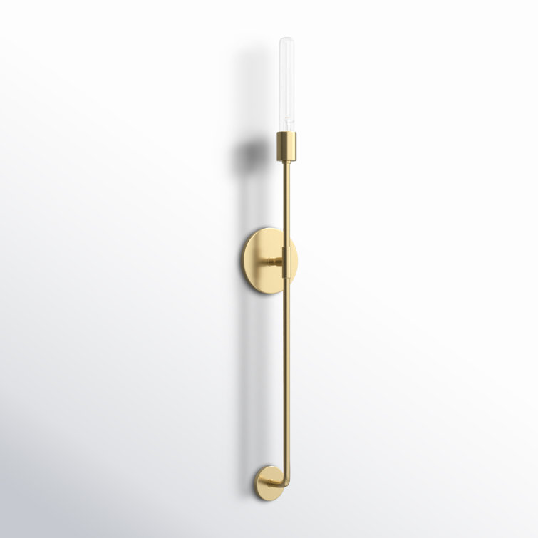 Aged Brass Slim Dimmable Wall Sconce with Stainless Steel