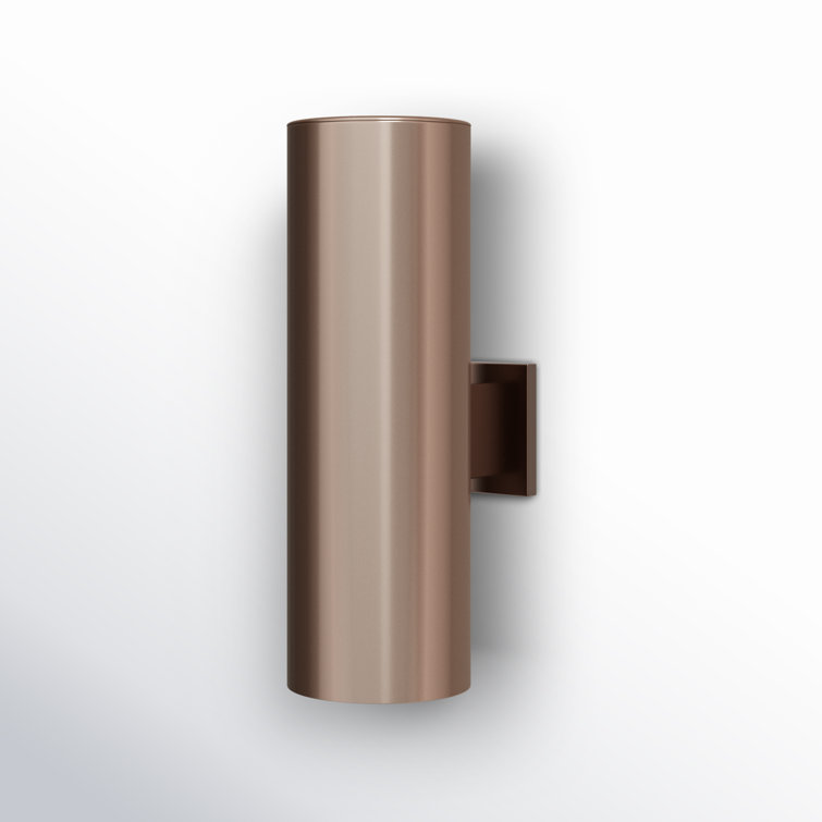 Bronze 2-Light Cylinder Outdoor Aluminum Wall Sconce