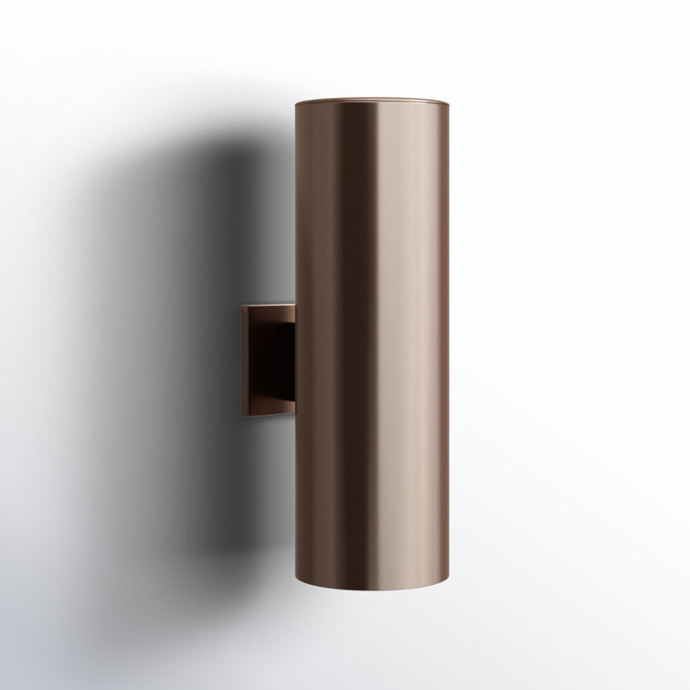 Bronze 2-Light Cylinder Outdoor Aluminum Wall Sconce
