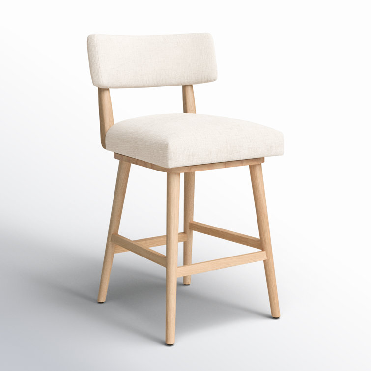 Natural Wood Swivel Counter Stool with Upholstered Seat