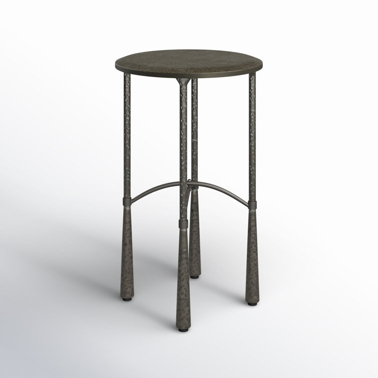 Rustic Iron and Wood Round Accent Table