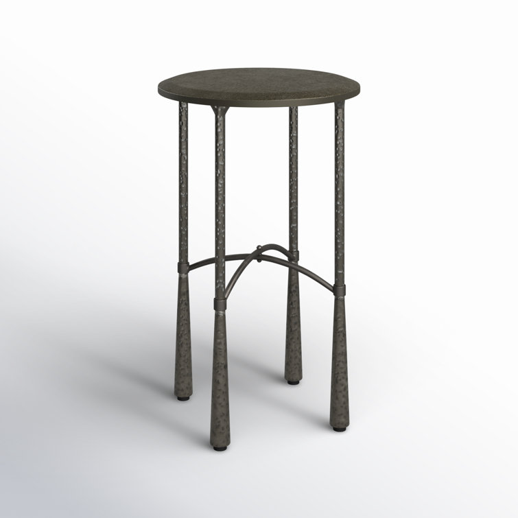 Rustic Iron and Wood Round Accent Table