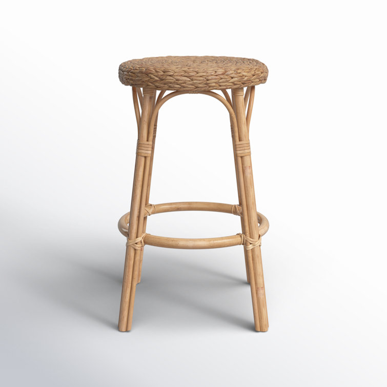 Natural Light Brown Wicker Rattan Backless Counter Stool