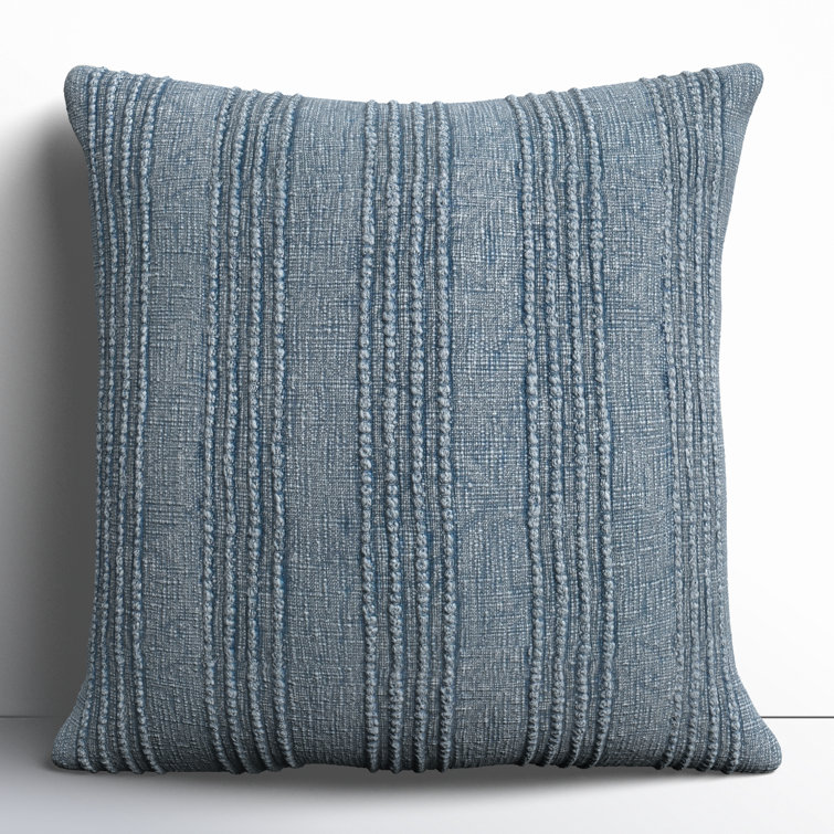 Blue Striped Cotton Square Throw Pillow