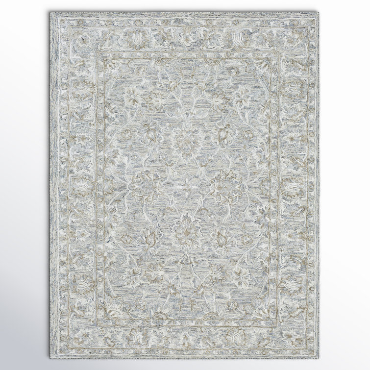 Denim and Taupe Handwoven Wool Blend Area Rug, 7' x 9'