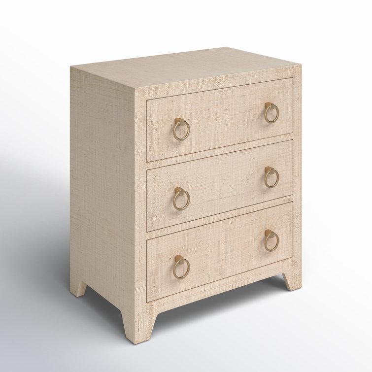 Bar Harbor Hand-Woven Natural Raffia 3-Drawer Chest