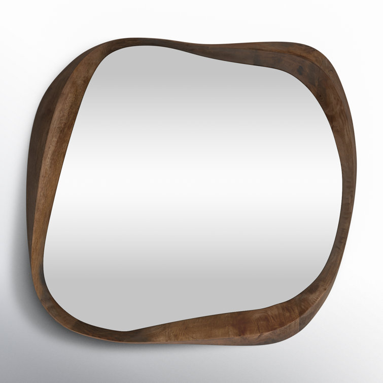Brown Wooden Novelty Wall Mirror with Unique Shape