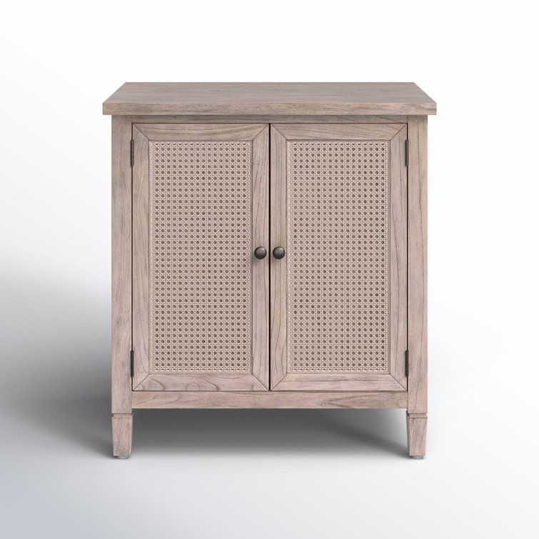 Desert Sand Traditional 2-Door Cane Cabinet with Adjustable Shelving