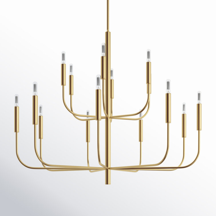 Burnished Brass 15-Light Tiered Candle Chandelier