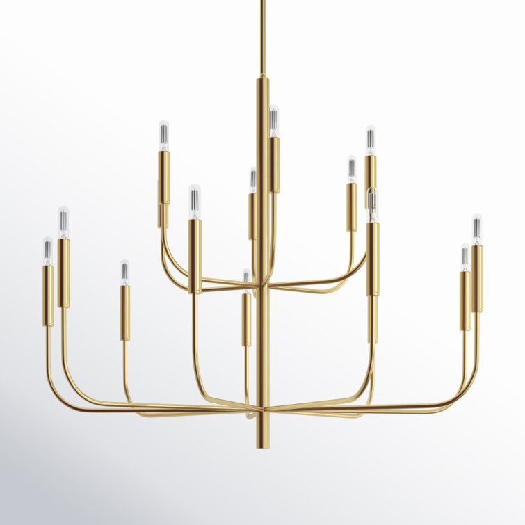 Burnished Brass 15-Light Tiered Candle Chandelier