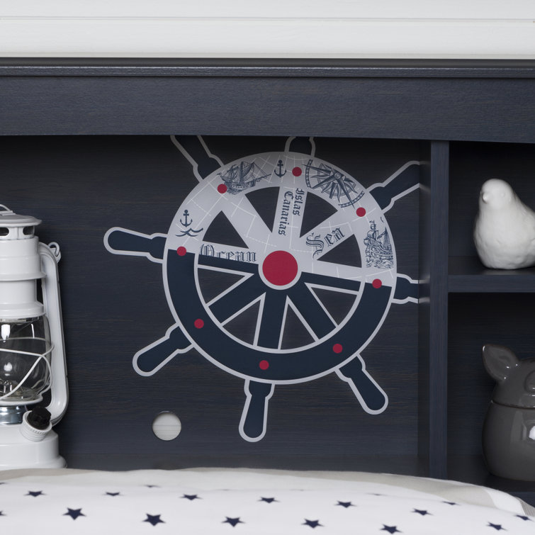 Blueberry Twin Wood Captain's Bed with Storage and Headboard