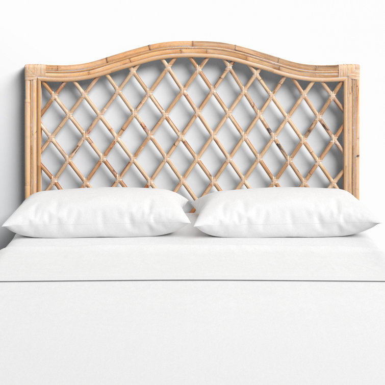 Transitional Full-Size Wicker Headboard in Rich Beige Tones