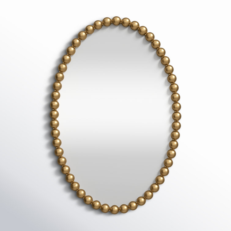 Sanne Gold Beaded Oval Wall Mirror with Metal Frame