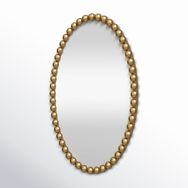 Sanne Gold Beaded Oval Wall Mirror with Metal Frame