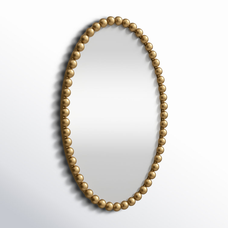 Sanne Gold Beaded Oval Wall Mirror with Metal Frame