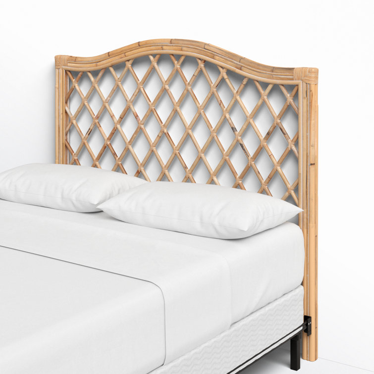 Transitional Full-Size Wicker Headboard in Rich Beige Tones