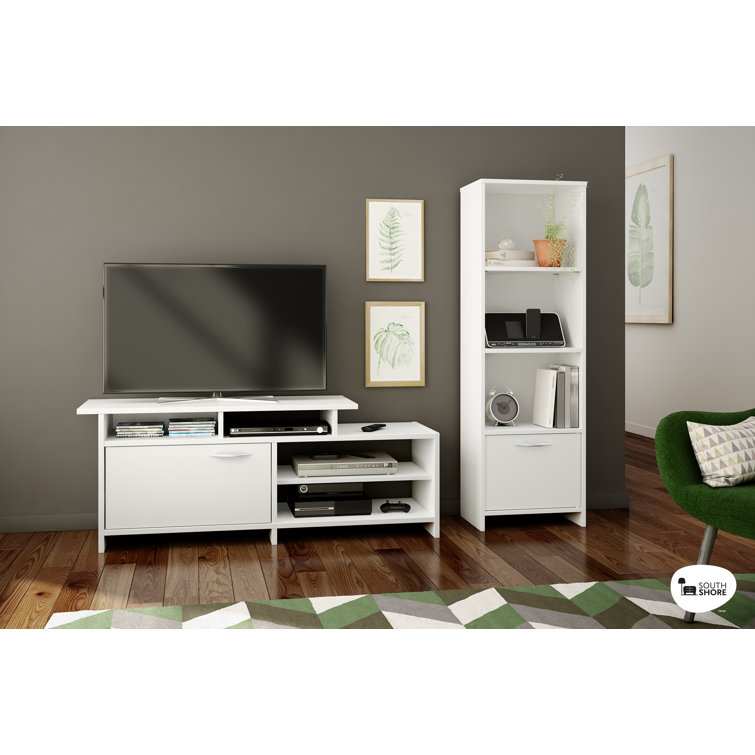 Pure White Adjustable 3-Shelf Bookcase with Door