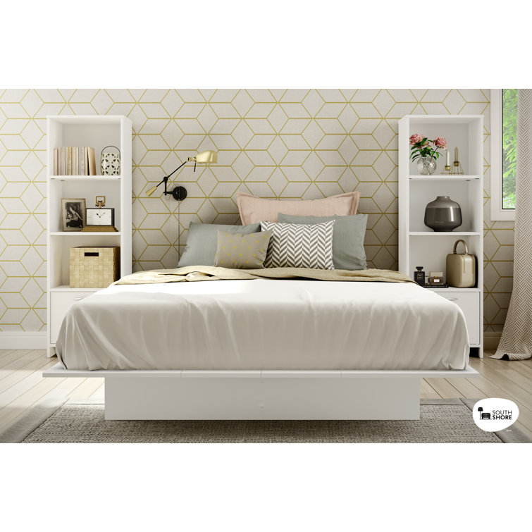 Pure White Adjustable 3-Shelf Bookcase with Door