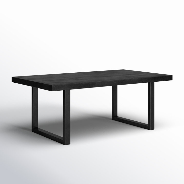 Gray Stone and Metal Rectangular Outdoor Dining Table