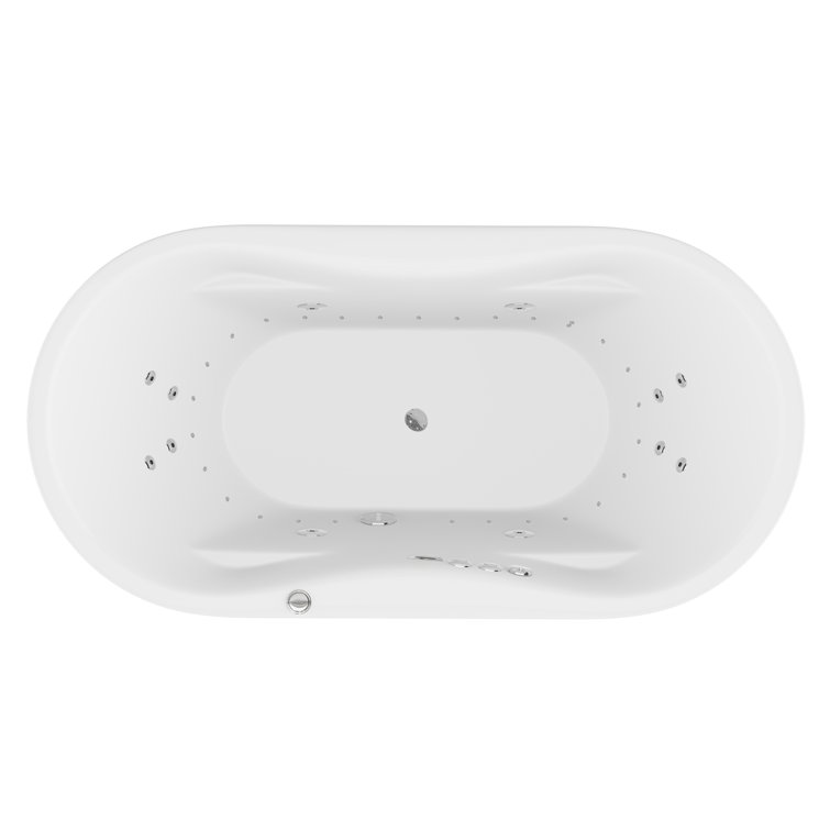 Lori 71'' White Freestanding Acrylic Whirlpool and Air Bathtub