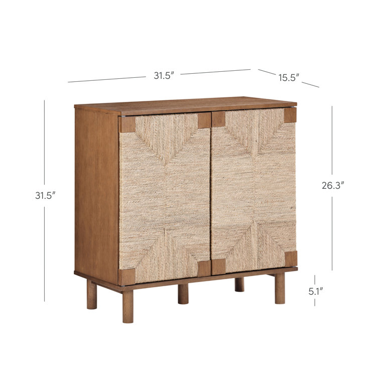 Dark Brown Solid Wood and Seagrass Accent Cabinet