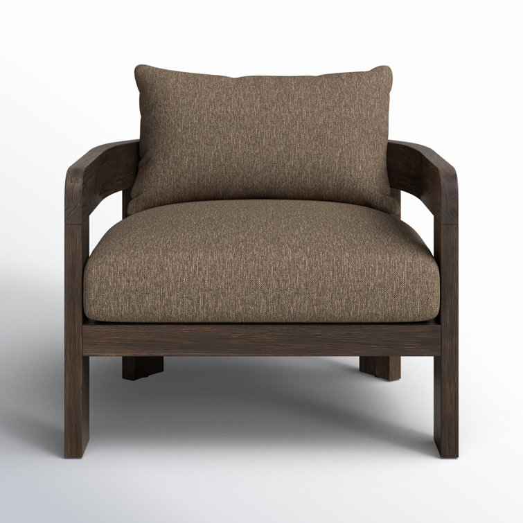Ellor Brown Solid Teak Outdoor Lounge Chair with Cushion