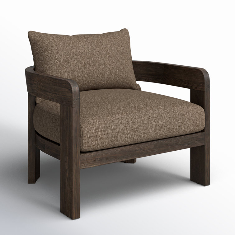 Ellor Brown Solid Teak Outdoor Lounge Chair with Cushion